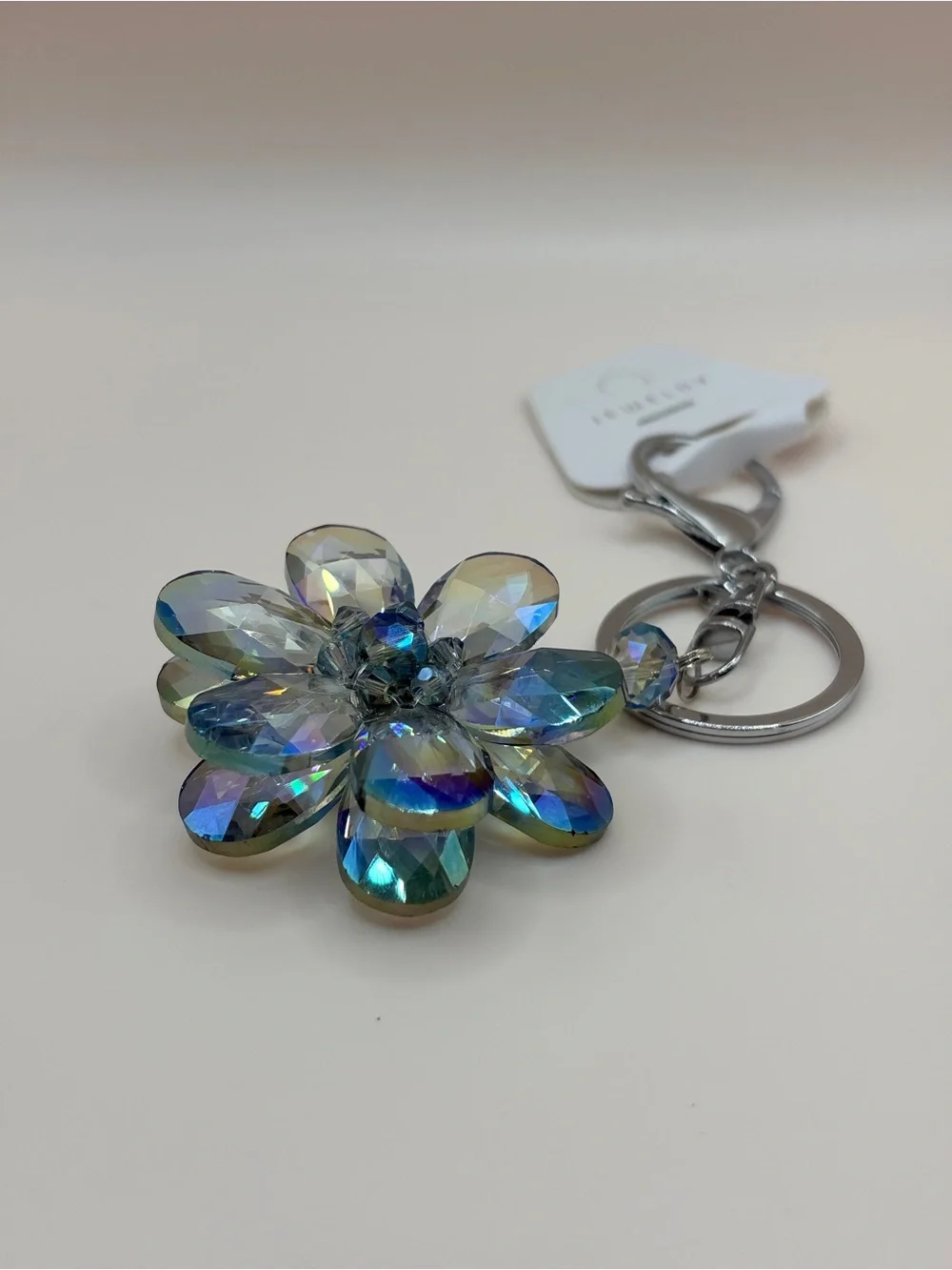 Dazzling Iridescent Crystal Flower Keychain